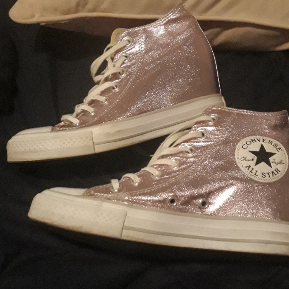 Metallic Rose gold hidden wedge converse